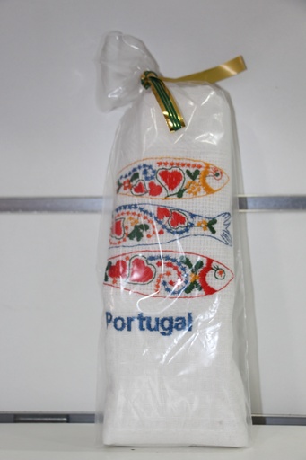 Pano Tradicional Branco com Bordado de Sardinhas